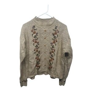 Vintage Wool-Blend Embroidered Knit Sweater XL